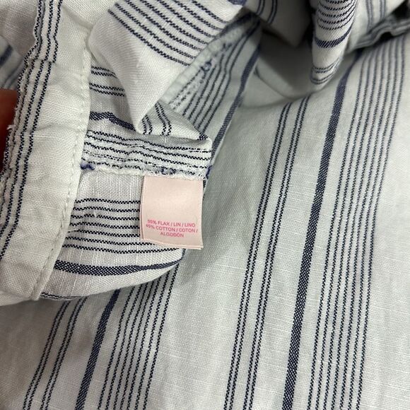 Victoria’s Secret Flax Cotton Blend Striped Straight Leg Pants Size 14 - Picture 4 of 8